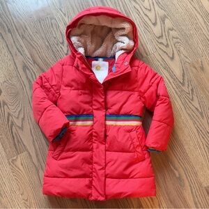 GUC Mini Boden Longline Hooded Puffer Jacket In Red Size 4-5Y